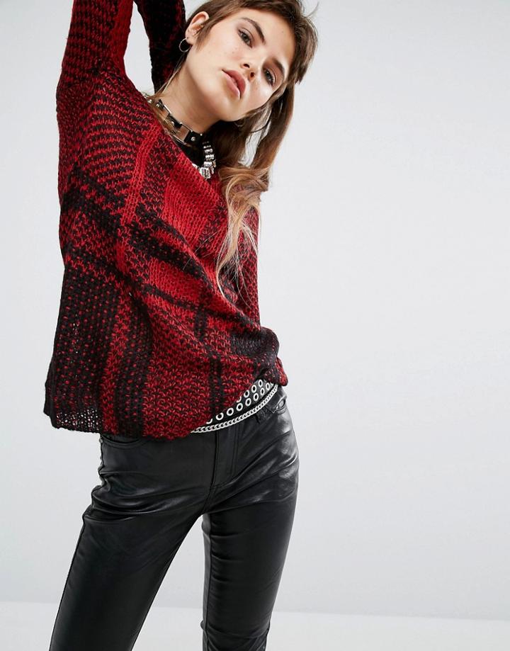 Tripp Nyc Oversize Check Knit Sweater - Multi