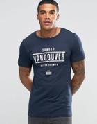 Asos Muscle T-shirt With Vancouver Print In Navy - Navy