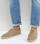 Frank Wright Wide Fit Lace Up Espadrilles In Beige Suede - Beige