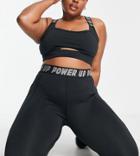 Urban Threads Plus Banded Waistband Gym Leggings In Black