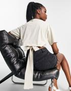 Urban Revivo Tie Back T-shirt In Beige-neutral