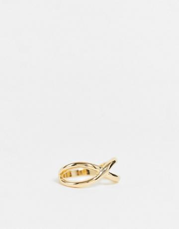 Designb London Curve Crossover Ring In Gold