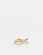 Designb London Curve Crossover Ring In Gold