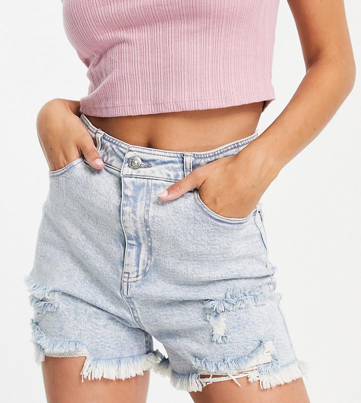 Pieces Tall Denim Shorts In Blue-blues