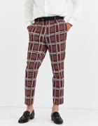 Asos Edition Tapered Suit Pants With Check Jacquard