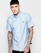 Fred Perry Shirt In Cotton Twill Short Sleeves In Slim Fit - Himel Blue