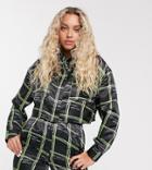 Collusion Satin Shirt In Check Print Two-piece-black