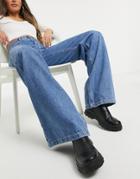 Stradivarius '90s Wide Leg Jeans In Blue