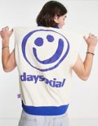 Asos Daysocial Oversized Heavyweight Jersey Tank With Back Logo Print In Cream-white