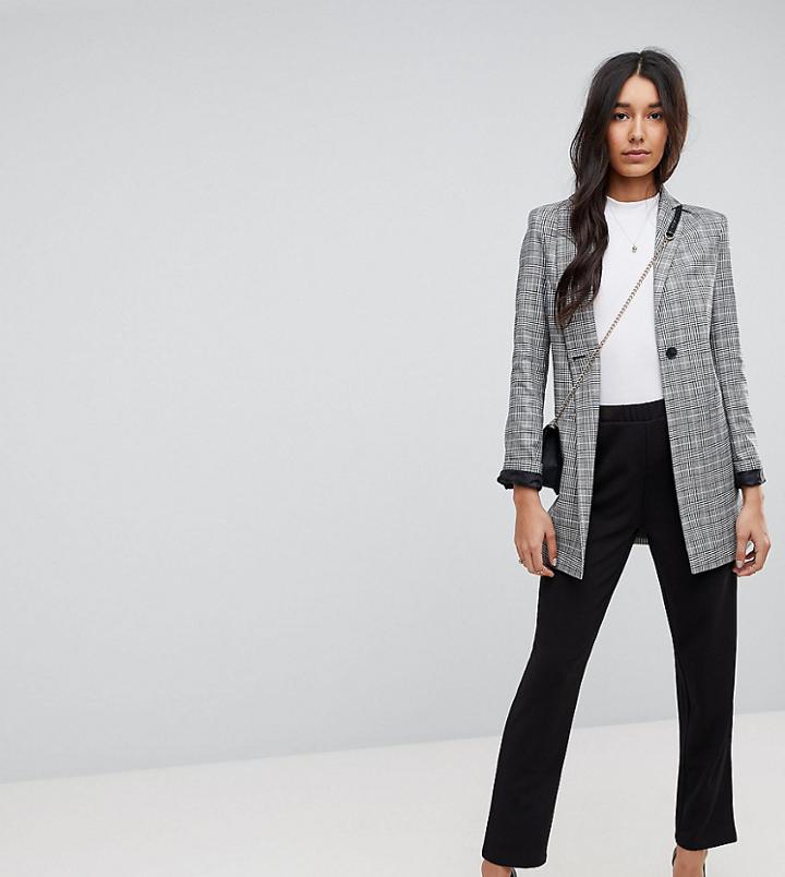 Asos Tall Pull On Tapered Trousers In Crepe - Black