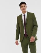 Jack & Jones Premium Stretch Slim Suit Jacket In Khaki - Green