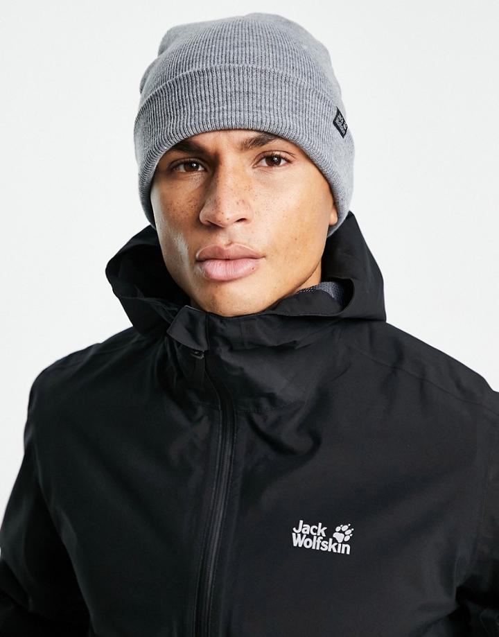 Jack Wolfskin Rib Beanie In Gray