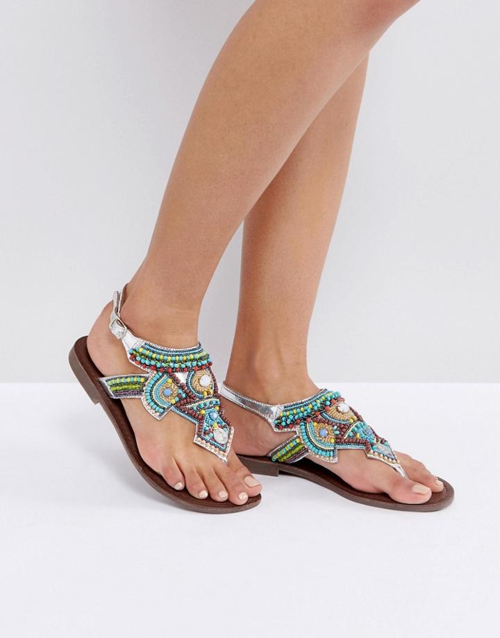 Park Lane Stone Beaded Toepost Sandal - Blue
