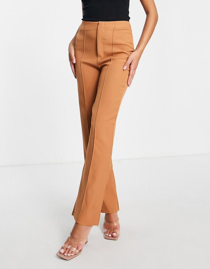 Missguided Straight Pants In Camel-neutral