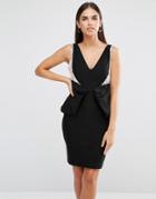Vesper Mini Dress With Bow Detail - Black