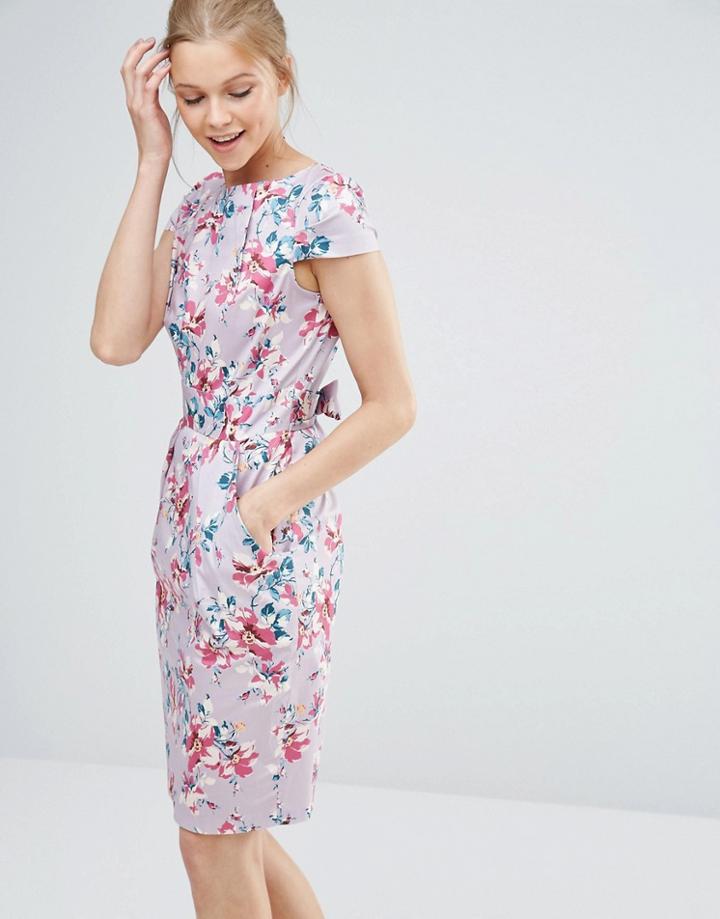Closet Tie Back Midi Dress With Cap Sleeve - Multi