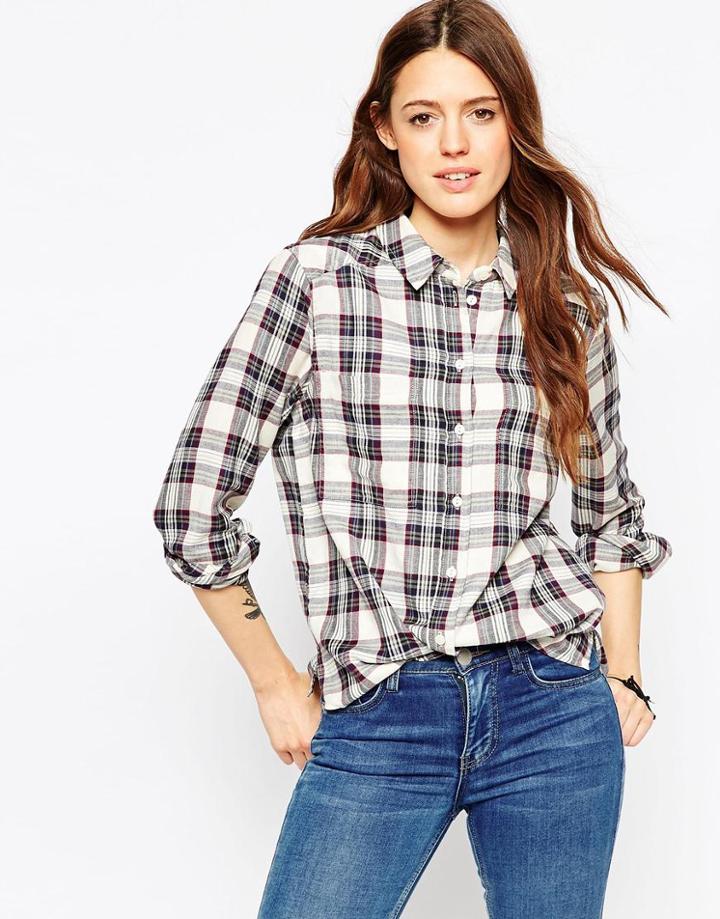 Asos Boyfriend Shirt In Check - Multi