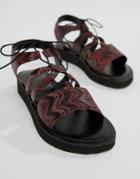 Vero Moda Marbled Real Leather Gladiator Sandals - Multi