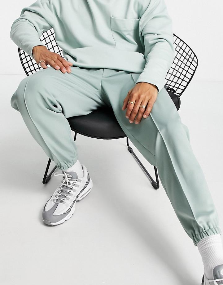 Asos Design High Waist Oversized Tapered Joggers In Green