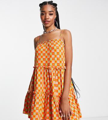 Urban Threads Tall Tiered Swing Dress In Multi Heart Print