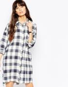 Asos Chuck On Check Shirt Dress - Blue Check