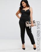 New Look Plus Notch Neck Jumpsuit - Black