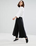 Weekday Cupro Wide Leg Crop Pant - Navy