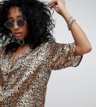 One Above Another Button Through Shirt In Tiger Two-piece - Brown