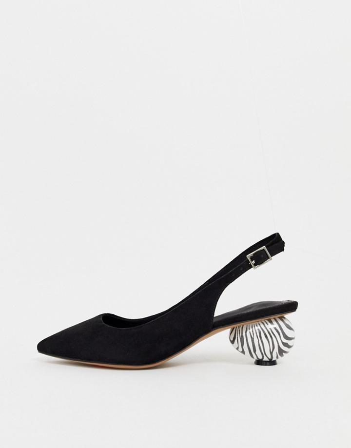 Asos Design Sphere Slingback Ball Heels-black