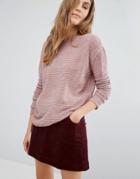 Pull & Bear Slouchy Sweater In Velour - Pink