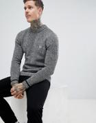 Fred Perry Fleck Yarn Knitted Crew Neck Sweater In Gray