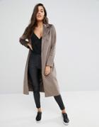 Missguided Faux Pony Skin Tailored Coat - Brown