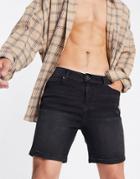 Don't Think Twice Slim Fit Denim Shorts In Washed Black