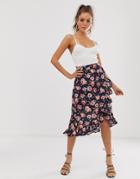 Unique21 Floral Print Skirt With Tie Detail-multi