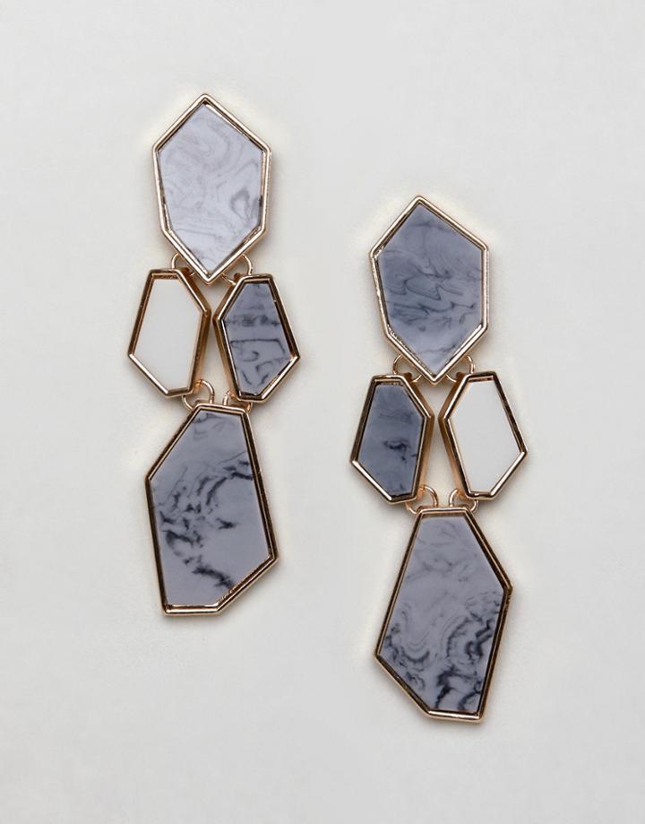 Asos Design Resin Style Stone Drop Earrings - Gold
