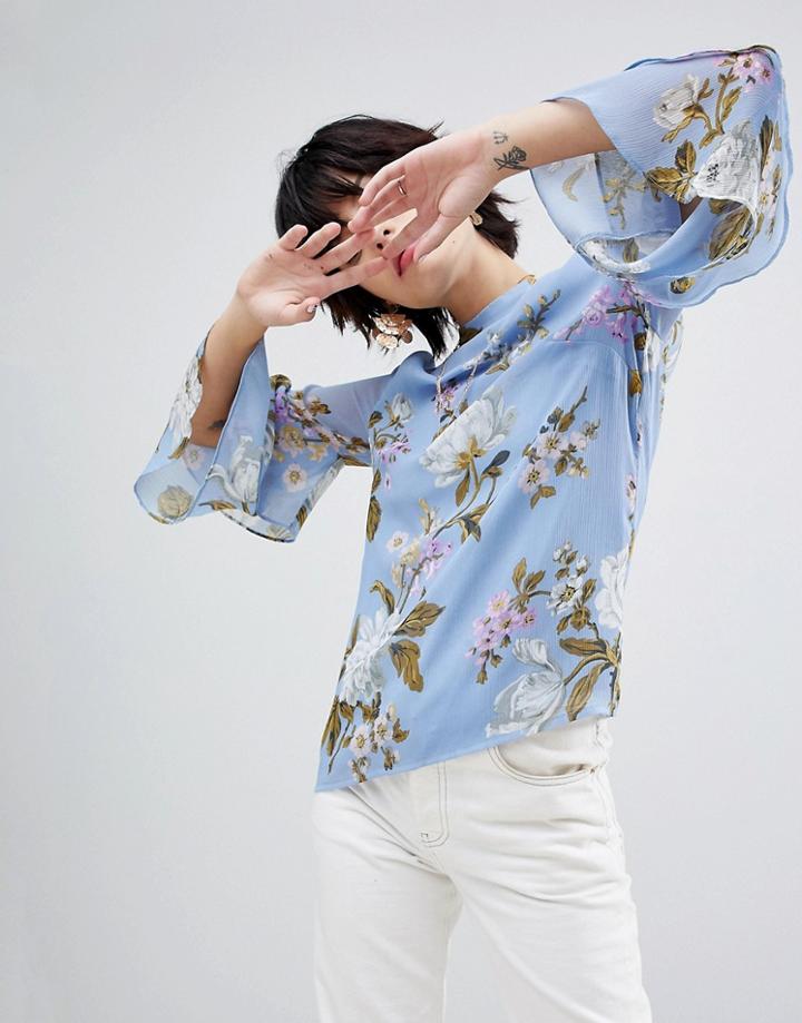 Warehouse Floral Print Blouse - Blue