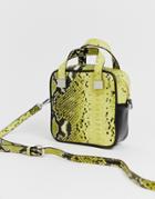 Sacred Hawk Yellow Snake Box Bag With Cross Body Strap