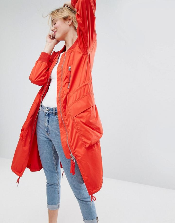Monki Longline Lightweight Jacket - Red