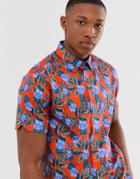 Ted Baker Shirt With Bright Floral Print - Red
