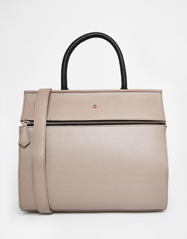 Asos Tote Bag With Stud Detail - Mink
