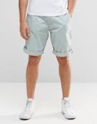 Esprit Chino Shorts With Faux Leather Belt - Pastel Blue