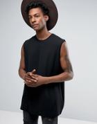 Asos Oversized Tank In Black Woven Crepe Fabric - Black