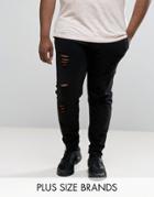 D-struct Plus Distressed Jersey Jogger Pants - Black