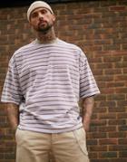 Asos Design Oversized T-shirt With Velour Stripe