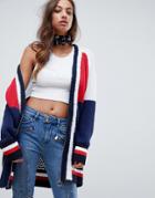 Tommy Hilfiger X Gigi Hadid Color Block Cardigan With Circle Zip Puller - Navy