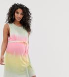 Asos Design Maternity Pastel Tie Dye Jersey Beach Cover Up - Multi