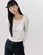New Look Sweetheart Lace Top In White - White