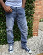 Topman Straight Leg Jeans In Mid Wash Blue-blues