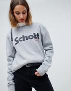 Schott Relaxed Sweatshirt With Front Logo - Gray
