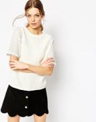 Asos Sweater With Lace Sleeve - Cream